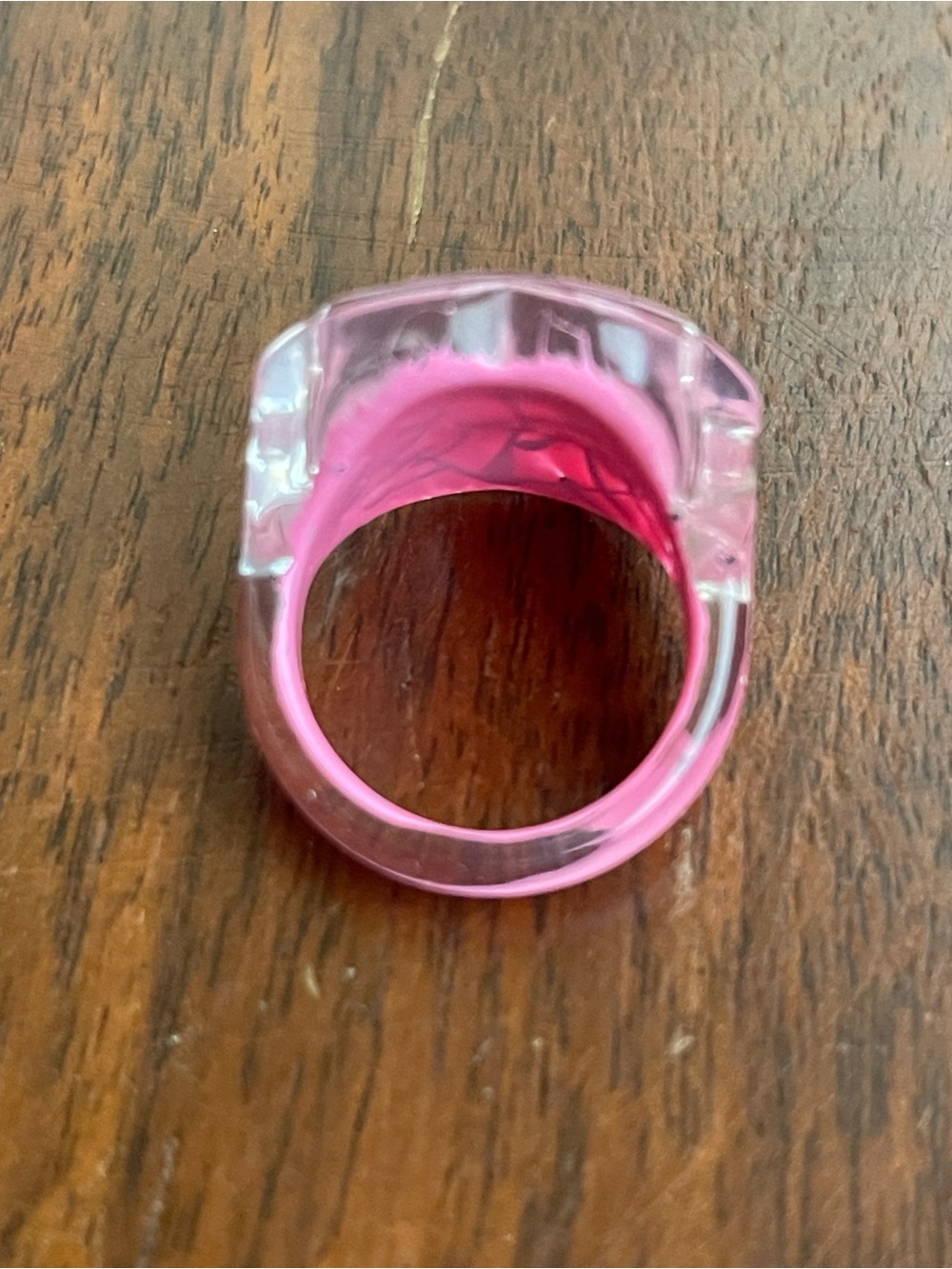 Pink Statement Bubble Ring with Floral Motif - Picture 5 of 6